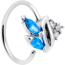Load image into Gallery viewer, 20G 5/16 Blue CZ Gem Swirl Fan Nose Hoop