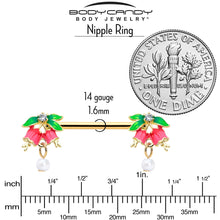 Load image into Gallery viewer, 14G 9/16 Clear CZ Gem Gold Hue Bell Flower Barbell Nipple Ring Set