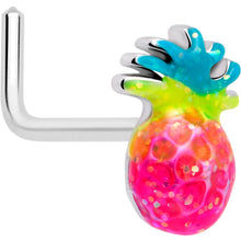 Load image into Gallery viewer, 20G 7mm Hot Tropical Pineapple L Shape Nose Ring