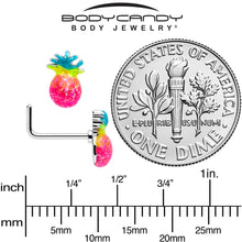 Load image into Gallery viewer, 20G 7mm Hot Tropical Pineapple L Shape Nose Ring