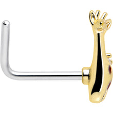 Load image into Gallery viewer, 20G 7mm Clear CZ Gem Golden Giraffe L Shape Nose Ring