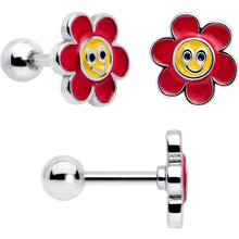 Load image into Gallery viewer, 16G 1/4 Ladybug Hippie Flower Cartilage Tragus Earring Set of 3
