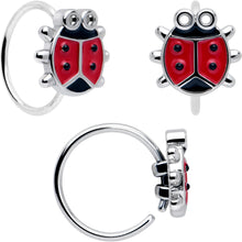 Load image into Gallery viewer, 20G Ladybug Hippie Flower Nose Ring Set of 3