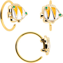 Load image into Gallery viewer, 20G 5/16 Gold Tone Tropical Fish Nose Hoop Set of 3