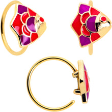 Load image into Gallery viewer, 20G 5/16 Gold Tone Tropical Fish Nose Hoop Set of 3