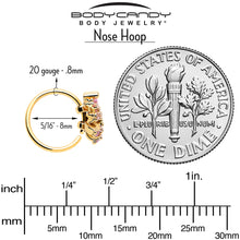 Load image into Gallery viewer, 20G 5/16 Pink CZ Gem Gold Tone Abstract Ribbon Nose Hoop