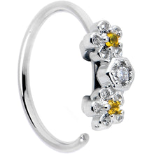 Load image into Gallery viewer, 20G 5/16 Yellow CZ Gem Flower Honeycomb Nose Hoop