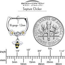 Load image into Gallery viewer, 16G 5/16 Yellow CZ Gem Flower Bee Dangle Cartilage Clicker
