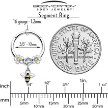 Load image into Gallery viewer, 16G 3/8 Yellow CZ Gem Flower Bee Dangle Hinged Segment Ring