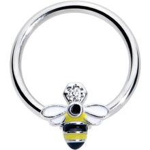 Load image into Gallery viewer, 16G 3/8 Clear CZ Gem Bee Sweet BCR Captive Ring