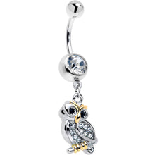 Load image into Gallery viewer, Clear Gem Evening Owl Dangle Belly Ring