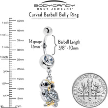 Load image into Gallery viewer, Clear Gem Evening Owl Dangle Belly Ring