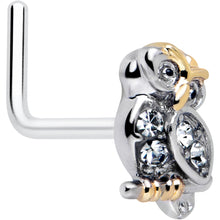 Load image into Gallery viewer, 20G 7mm Clear Gem Evening Owl L Shape Nose Ring