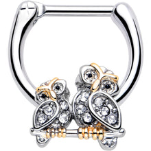 Load image into Gallery viewer, 16G 5/16 Clear Gem Evening Owls Cartilage Clicker