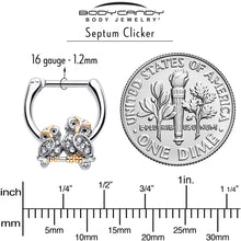 Load image into Gallery viewer, 16G 5/16 Clear Gem Evening Owls Cartilage Clicker
