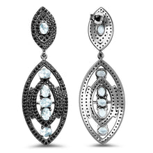 Load image into Gallery viewer, 8.80 Carat Genuine Blue Topaz and Black Spinel .925 Sterling Silver Earrings