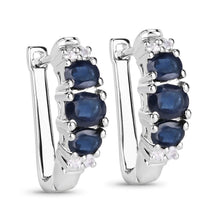 Load image into Gallery viewer, 1.66 Carat Genuine Blue Sapphire and White Topaz .925 Sterling Silver Earrings
