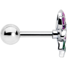 Load image into Gallery viewer, 16G 1/4 Clear CZ Gem Flower Purple Cartilage Tragus Earring