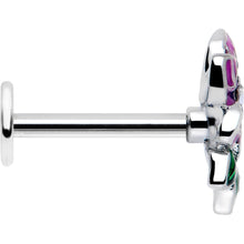 Load image into Gallery viewer, 16G 5/16 Clear CZ Gem Flower Purple Flatback Stud