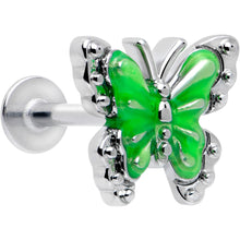 Load image into Gallery viewer, 16G 5/16 Butterfly Green Splash Labret Monroe Tragus