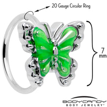 Load image into Gallery viewer, 20G 5/16 Butterfly Green Splash Nose Hoop