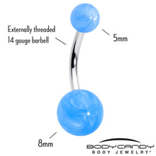 Load image into Gallery viewer, Opaque Pastel Blue Ends Belly Ring