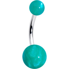 Load image into Gallery viewer, Opaque Teal Green Ends Belly Ring