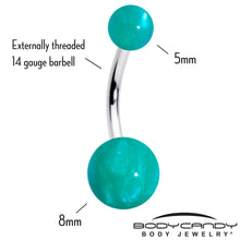 Load image into Gallery viewer, Opaque Teal Green Ends Belly Ring