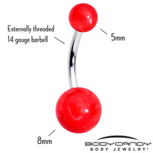 Load image into Gallery viewer, Opaque Bright Red Ends Belly Ring