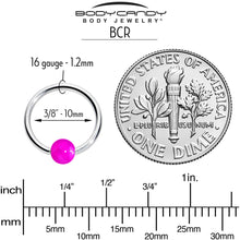 Load image into Gallery viewer, 16G 3/8 Simple Opaque Purple Ball BCR Captive Bead Ring