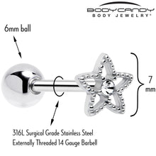Load image into Gallery viewer, Clear Gem Star Texture Barbell Tongue Ring