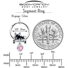Load image into Gallery viewer, 16G 3/8 Pink CZ Gem Sleepy French Bulldog Dangle Hinged Segment Ring