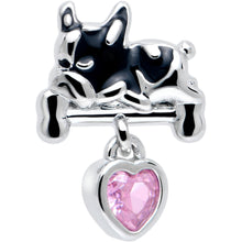 Load image into Gallery viewer, 16G 1/4 Pink CZ Gem Sleepy French Bulldog Dangle Cartilage Earring