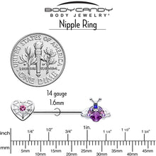 Load image into Gallery viewer, 14G 9/16 Pink Blue Gem Spiderweb Heart Insect Barbell Nipple Ring Set