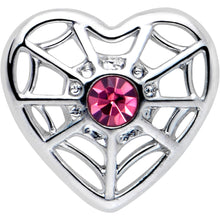 Load image into Gallery viewer, 20G 7mm Pink Gem Spiderweb Heart Love L Shape Nose Ring