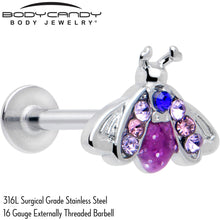 Load image into Gallery viewer, 16G 5/16 Pink Blue Gem Beautiful Insect Labret Monroe Tragus