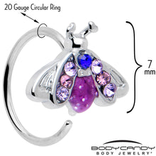 Load image into Gallery viewer, 20G 5/16 Pink Blue Gem Beautiful Insect Nose Hoop