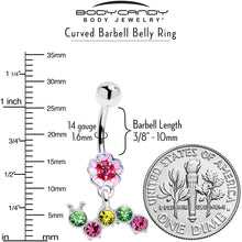 Load image into Gallery viewer, Pink Green Gem Caterpillar Flower Dangle Belly Ring