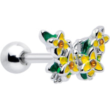 Load image into Gallery viewer, 16G 1/4 Yellow CZ Gem Blooming Butterfly Cartilage Tragus Earring
