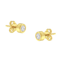 Load image into Gallery viewer, 10K White Gold 1/4 Cttw Round Brilliant-Cut Near Colorless Diamond Bezel-Set Stud Earrings (H-I Color, I1-I2 Clarity)