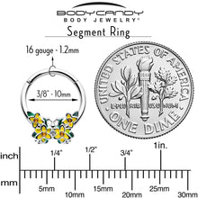 Load image into Gallery viewer, 16G 3/8 Yellow CZ Gem Blooming Butterfly Hinged Segment Ring