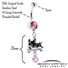 Load image into Gallery viewer, Pink Gem Sleepy French Bulldog Dangle Belly Ring