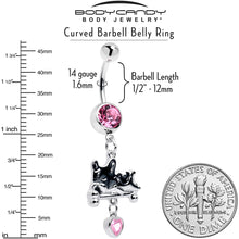 Load image into Gallery viewer, Pink Gem Sleepy French Bulldog Dangle Belly Ring