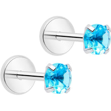 Load image into Gallery viewer, 3mm CZ Gem Round Flat Back Stud Earrings - 1 Pair