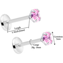Load image into Gallery viewer, 3mm CZ Gem Round Flat Back Stud Earrings - 1 Pair