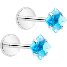 Load image into Gallery viewer, 3mm CZ Gem Square Flat Back Stud Earrings - 1 Pair