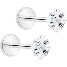 Load image into Gallery viewer, 3mm CZ Gem Square Flat Back Stud Earrings - 1 Pair