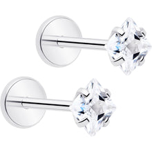 Load image into Gallery viewer, 3mm CZ Gem Square Flat Back Stud Earrings - 1 Pair