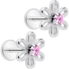 Load image into Gallery viewer, Pink CZ Gem Loopy Daisy Flat Back Stud Earrings - 1 Pair