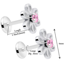 Load image into Gallery viewer, Pink CZ Gem Loopy Daisy Flat Back Stud Earrings - 1 Pair